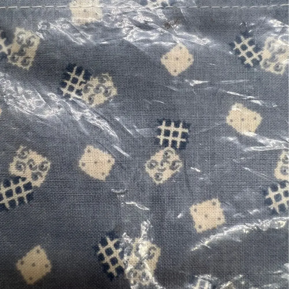VTG '80s Glenna Jean Valance Denim Blue Cream Patchwork Nursery Window Treatment